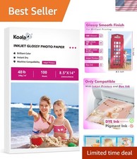 Professional Glossy Inkjet Photo Paper, 100 Sheets, Sheets 8.5x14 - Fast Drying!