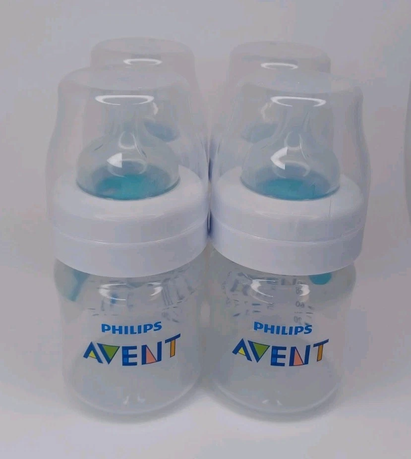 Philips Avent Natural Baby Bottle 4 Pack Bottles 4oz Level 1 Nipples