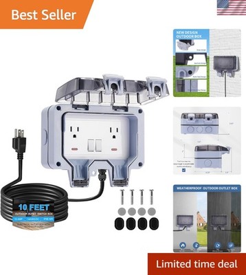 Sturdy Outdoor Electrical Box with Light Indicator & 10ft Weatherproof Cord