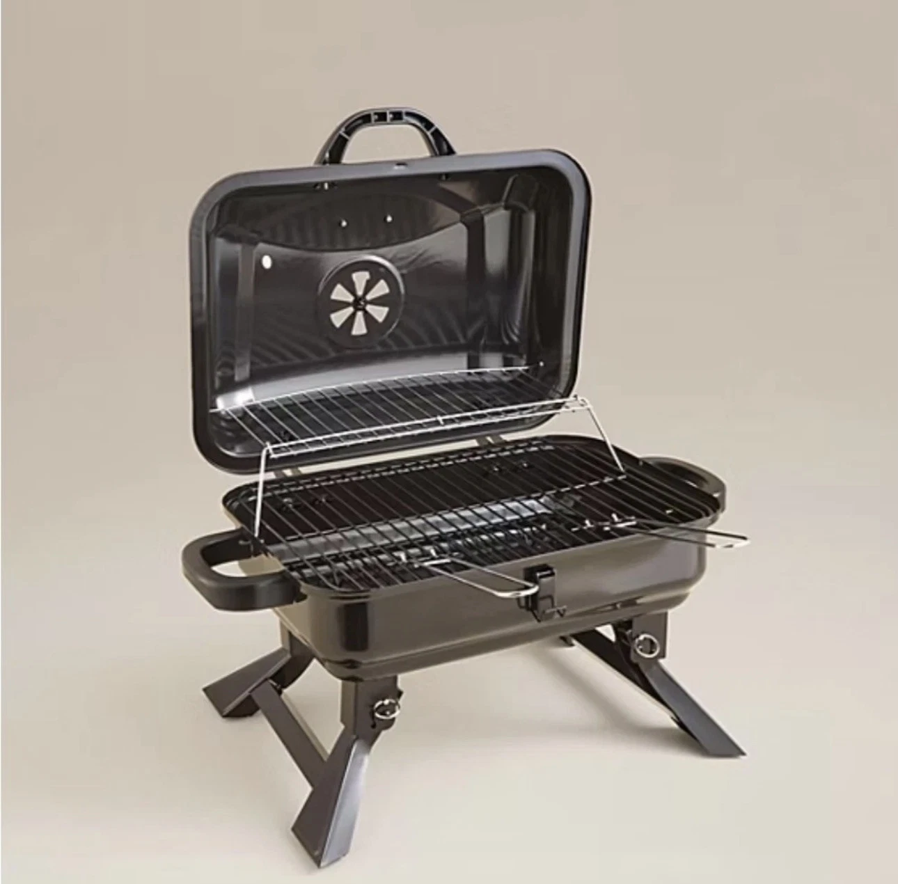 UniFlame Portable Charcoal Grill Foldable BBQ Outdoor Steel Black 43x32cm