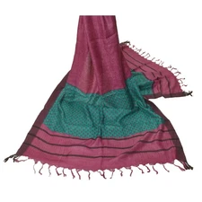 Sanskriti Vintage Dupatta Long Stole Pure Woolen Scarves Purple Printed Shawl