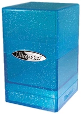 Ultra Pro Glitter Blue Satin Tower Deck Box Compartment Storage Case Cards Dice