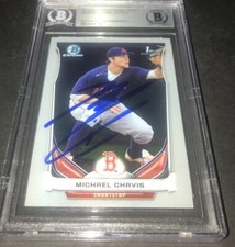 Michael Chavis Red Sox SIGNED 2014 BOWMAN DRAFT CHROME BECKETT CERTIFIED l