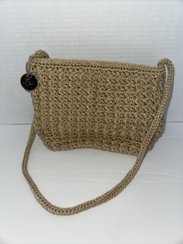 The Sak Tan Crochet Crossbody Bag Boho Zip Woven - Picture 1 of 7