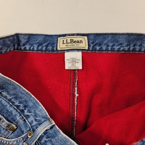 LL Bean Flannel Lined Jeans Womens 16 / 34 x 32 Blue Denim Relaxed Fit American - Picture 7 of 11