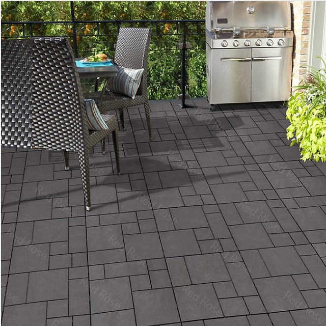 10 Mosaic Garden Interlocking Decking Tiles Recycled Rubber Material 30