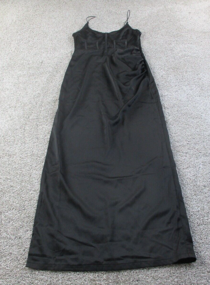 Pretty Little Thing Black Satin Corset Detail Low Back Wrap Maxi Dress  Womens 6 | eBay