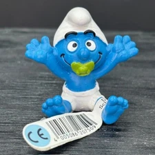 Smurfs 20750 RARE Baby Smurf Pacifier Binky In Mouth Greetings Congratulations