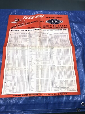NOS 1934 36 40 45 51 STANDARD BLUE STREAK SPECIFICATION ADVERTISING POSTER NAPA 