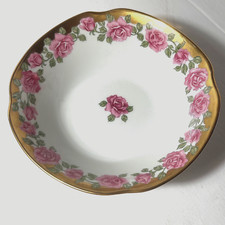 Vintage Limoges France Bone China Rose Bowl Gold Edge 5.5" Diam.