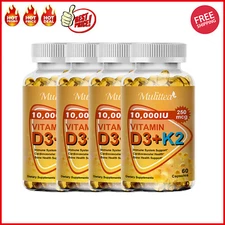 Vitamin K2 (MK7) with D3 10000 IU Supplement, BioPerine Capsules, Immune Health