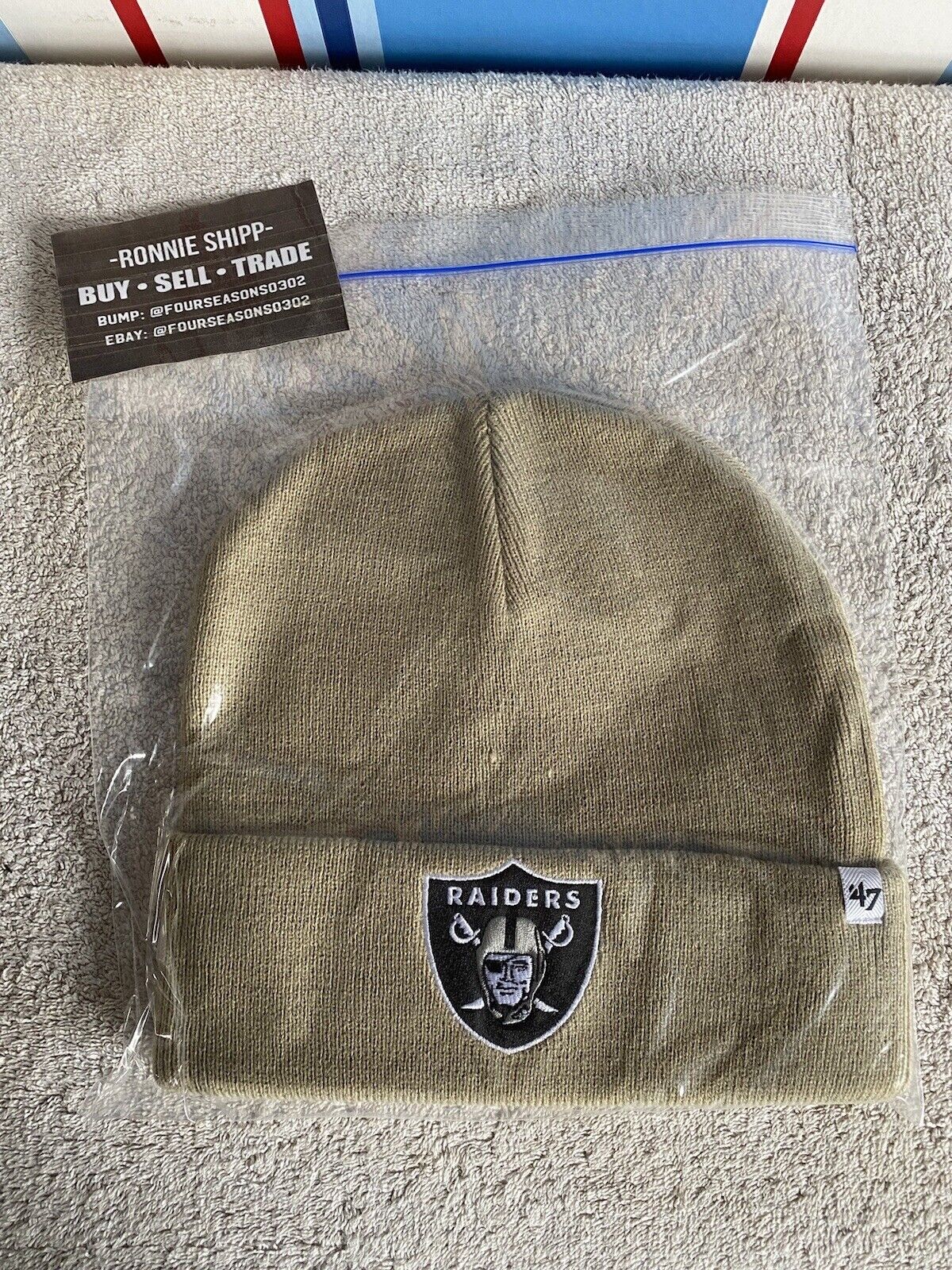 Supreme/NFL/Raiders/47 Beanie - Tan - Brand New - SS19