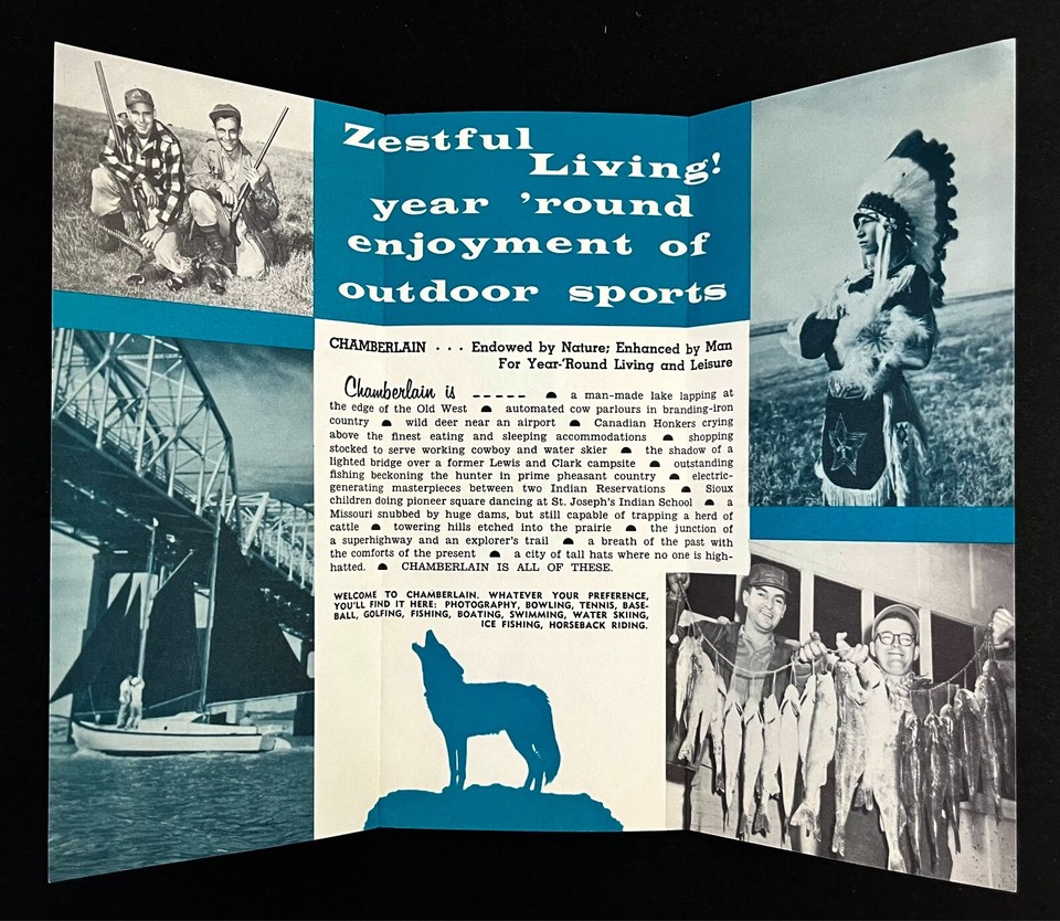 1950s Chamberlain South Dakota Fishing Hunting Sports Vintage Travel