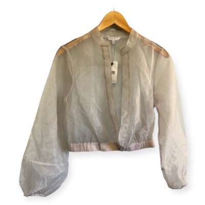 Naked Zebra Women's Cropped Sheer Puff Sleeves Jacket NEW NWT Pale Lavender 