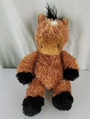 Aurora Stuffed Plush Golden Brown Horse Pony Fluffy Soft Black Mane White Blaze