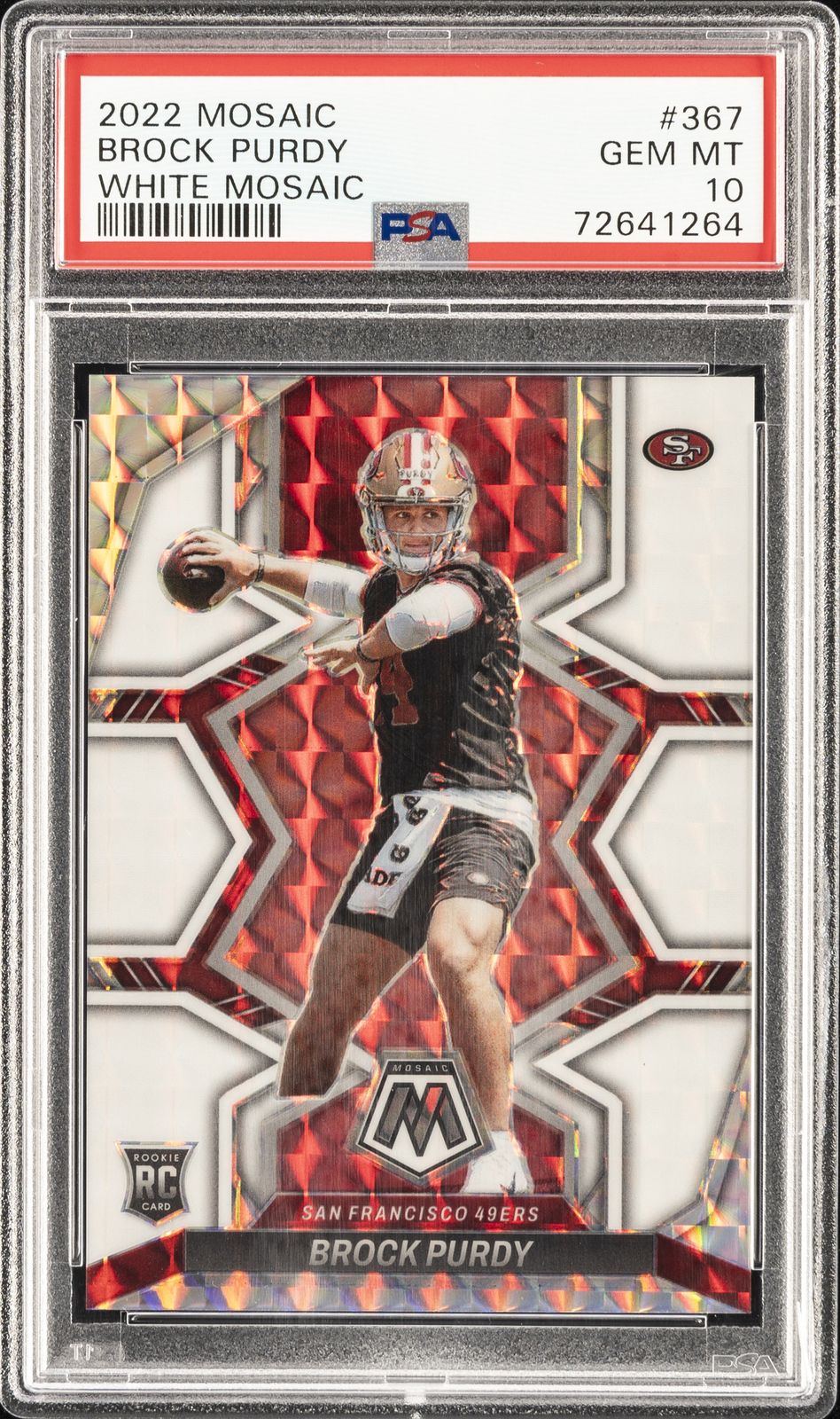 2022 PANINI MOSAIC WHITE MOSAIC #367 BROCK PURDY ROOKIE RC 16/25 PSA 10