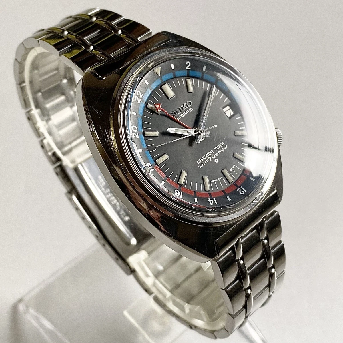 SEIKO NAVIGATOR TIMER 6117 6400 Black Dial Date Automatic men s
