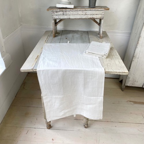 White Towel CB Monogram Antique French Linen Cotton Towels with Tabs Farmhouse - Picture 6 of 10