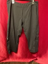 Kyodan Womens Capri Pants Athletic Yoga Running Legging Zip Pocket Mesh Black M