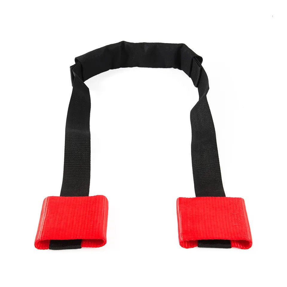 Sangle guidon moto rouge pour fixer un deux-roues sur porte-moto utilitaire