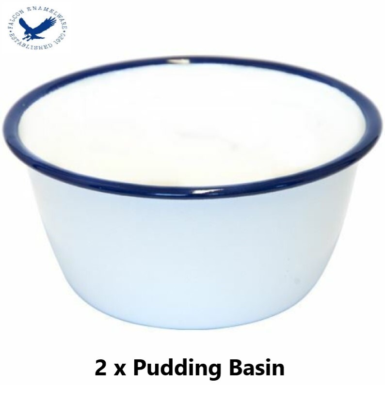 2 X  FALCON TRADITIONAL ENAMEL 14cm Pudding Basin - Enamel