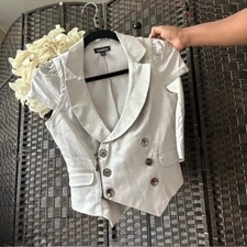 Y2K Bebe silver gray skirt set size 0 XS vintage