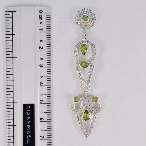 splendid Peridot 925 Sterling Silver Green Earring genuine wholesale CA gift - Picture 4 of 5