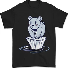 Floating Polar Bear Climate Change Environment Mens T-Shirt 100% Cotton