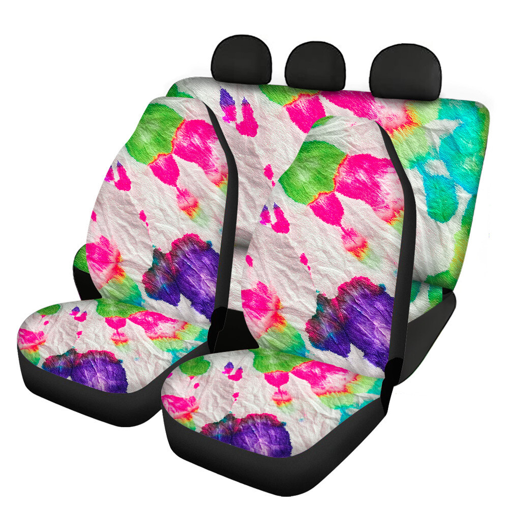 Bandhnu Colorful Printing Universal Front Rear Car Seat Cover Auto 4 Pack Set