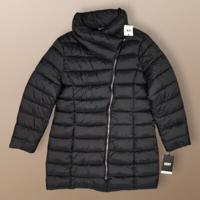 DKNY schwarzer Sorona Aura gesteppter Puffermantel für Damen Größe XL *neu mit Etikett*