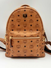 Mcm Stark Side Studs Backpack In Visetos Cognac Coated Canvas Eb0224wrxdu