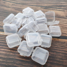 20 Pack Plastic Mini Clear Jewelry Box Organizer with Lid, Square Earplug Pill S