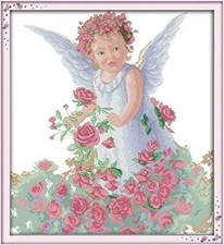 Happy Forever 11CT Stamped Cross Stitch, R312 Rose Angel, Size 19''x21''