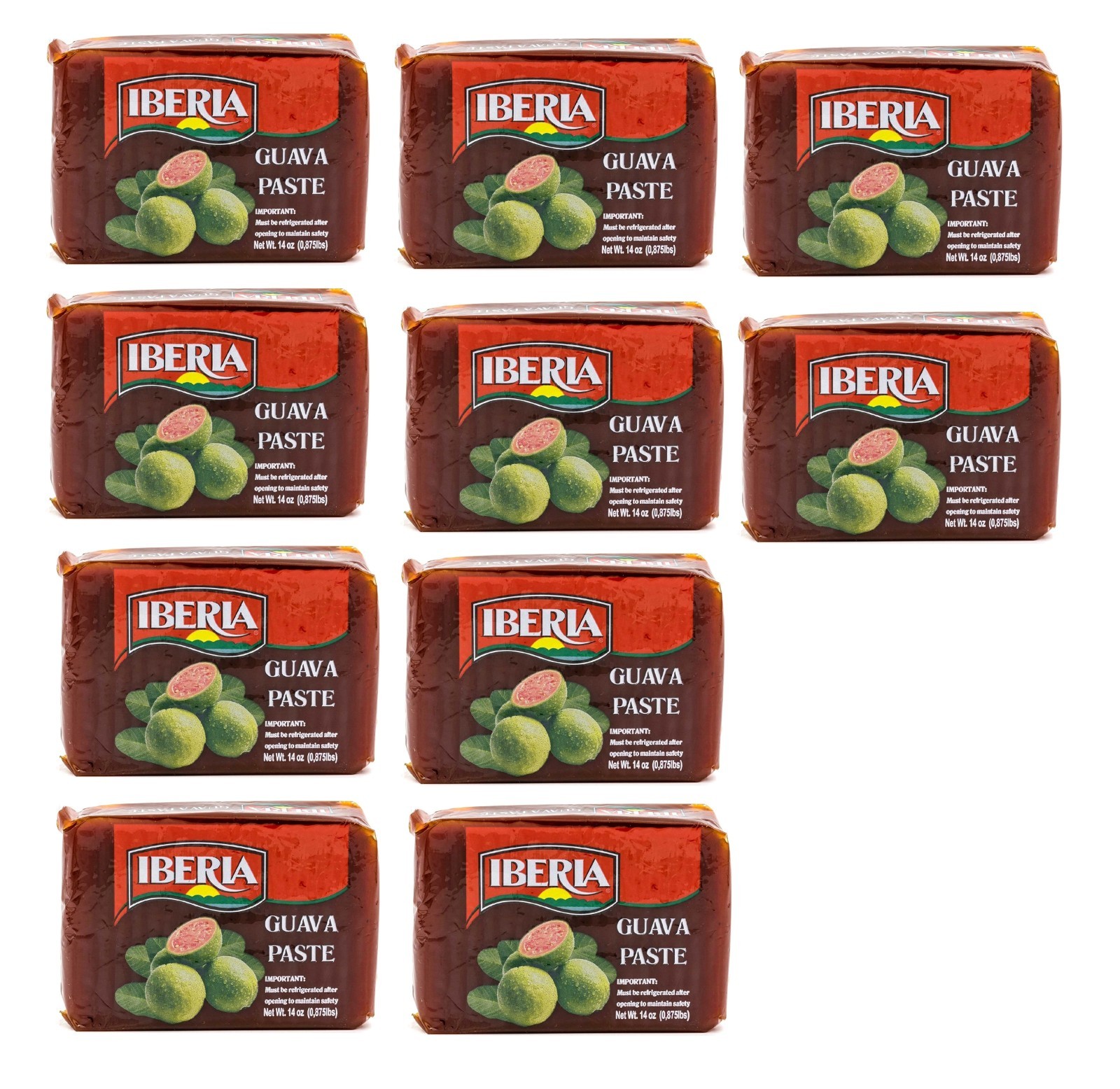 10 Pack Iberia Guava Paste 14 oz | Sweet & Tangy Tropical Fruit Paste for Cheese