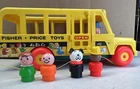 1965 Fisher Price Little People Yellow School Bus 192 Vintage with Figures