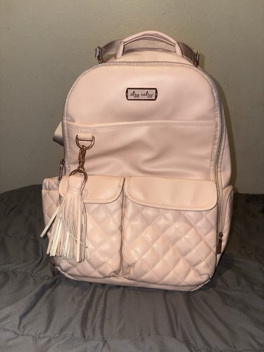 Itzy Ritzy Boss Backpack Diaper Bag Blush Pink Quilted Faux Leather Changing Pad