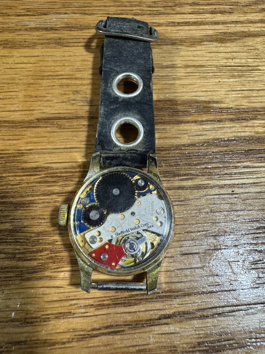 Vintage 1969 Sheffield Time Reader Buffy and Jody Swiss 1 Jewel Watch Gold Tone Vintage 1969 Sheffield Time Reader Watch Swiss made Teaching  main image 2