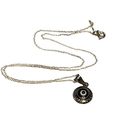 Sterling Silver Evil Eye Pendant Necklace Protection Amulet Jewelry