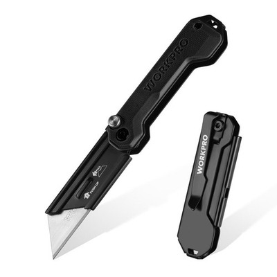 WORKPRO Mini Folding Utility Knife Box Cutter Quick Open Axis Lock Belt Clip USA