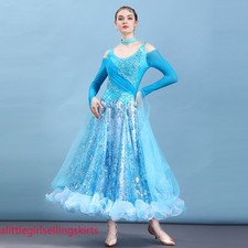 Latin Ballroom Dance Dress Modern Salsa Waltz Standard Long Dress N097 4 Colors