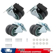 4 Pack 2" Heavy  Duty Swivel Double  Wheel Casters with 2 Locking Brakes 880lbs