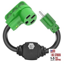 Overload Protector 50 Amp to 110 Volt RV Adapter Cord with Circuit Breaker,