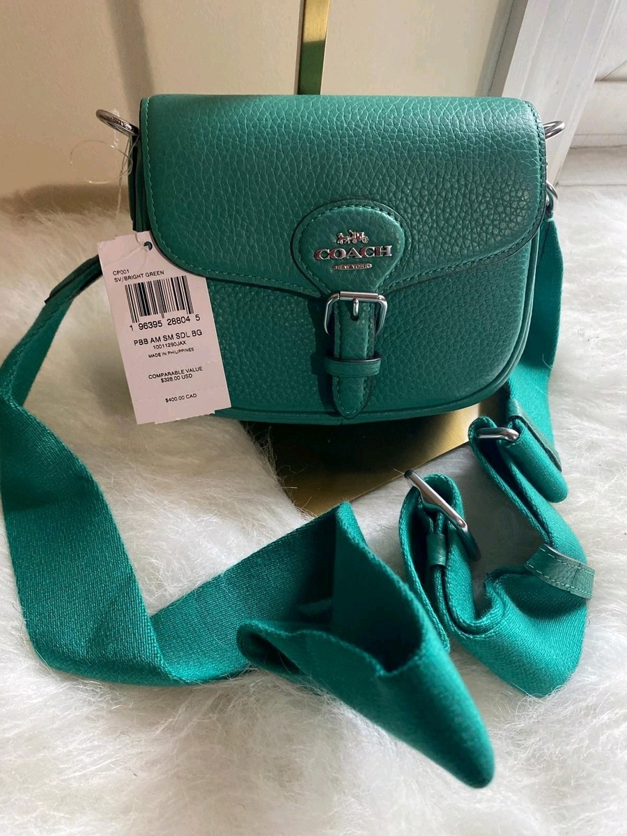 New Women's Coach Amelia Small Saddle Crossbody Bag Teal with snap