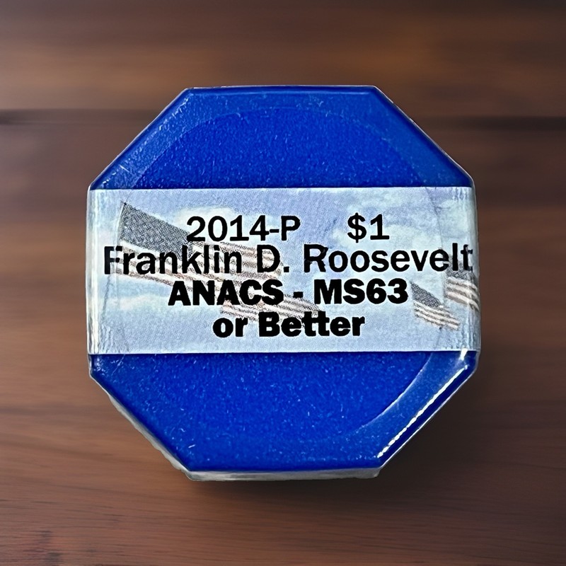2014-P Roosevelt Presidential Dollars ANACS MS 63-Better, Sealed Roll, 20 Coins
