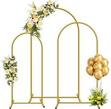 Set of 3 Metal Arch Backdrop Stand 4ft / 5ft / 6ft Gold Arch Backdrop with 12