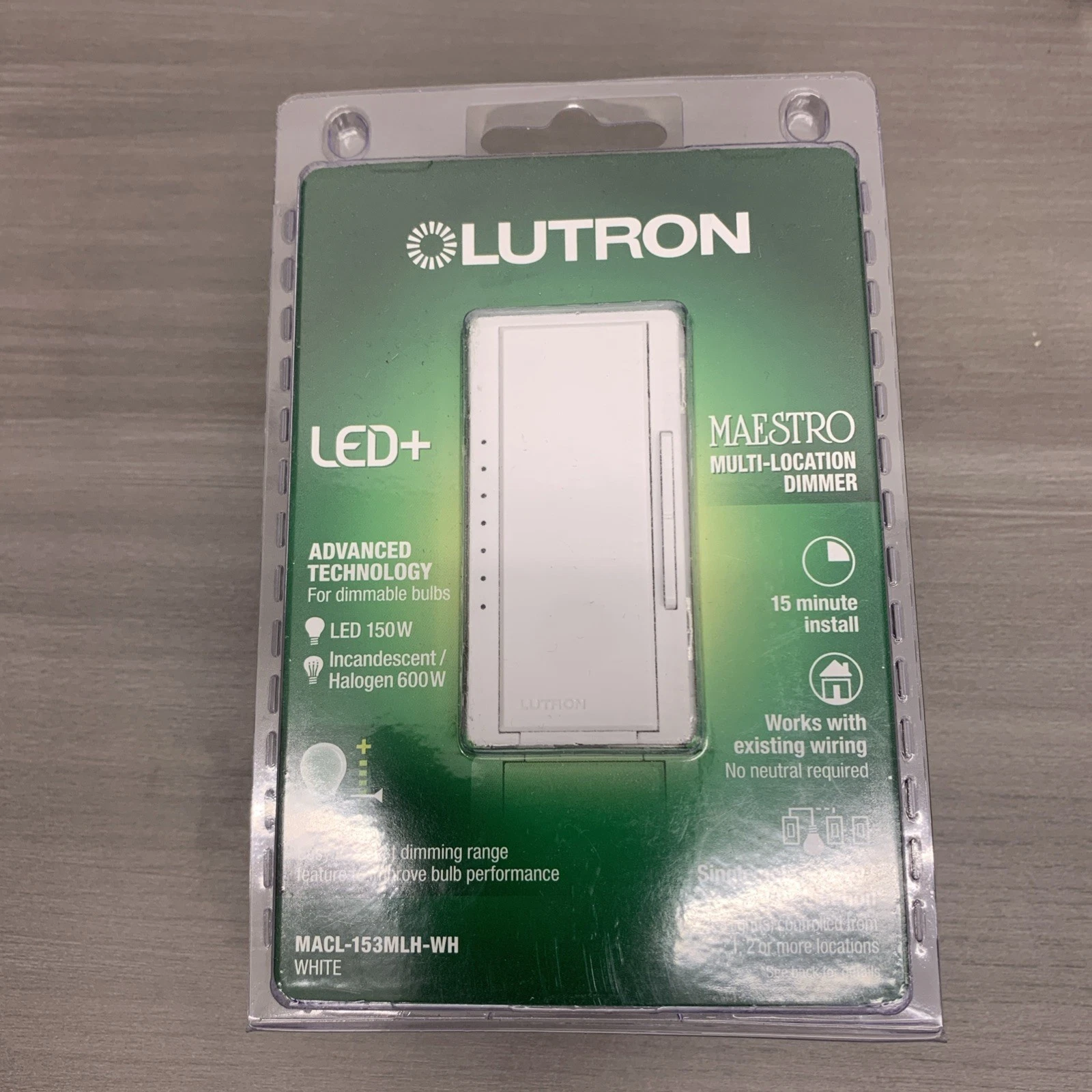 Lutron Maestro Multi-Location LED Toggle Light Dimmer - White MACL-153MLH-WH