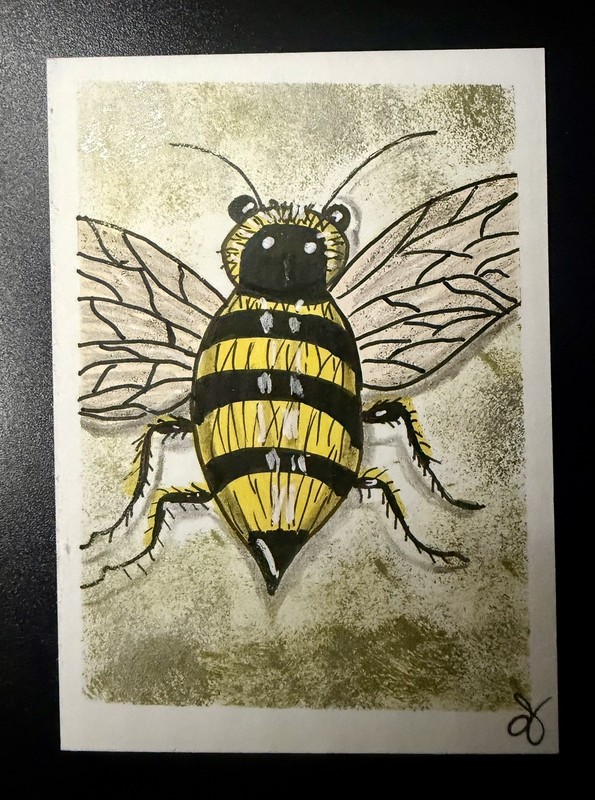 ACEO “Honey Bee” Original ACEO (Art Cards, Editions & Originals) –Artwork