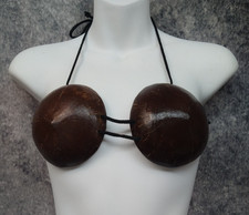 Adult Genuine Coconut Shell Bra Bikini Top Hawaiian Luau HulaGirl Tropical Beach