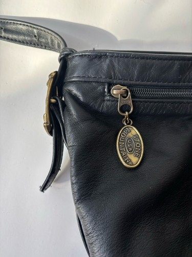 Stone Mountain Soft Black Leather Shoulder/ Cross Bag Handbag Purse Made in USA - Picture 4 of 14