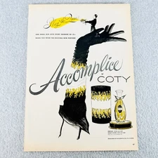 Coty Accomplice Perfume Black Gold Design 1950s Vintage Print Ad Black Glove